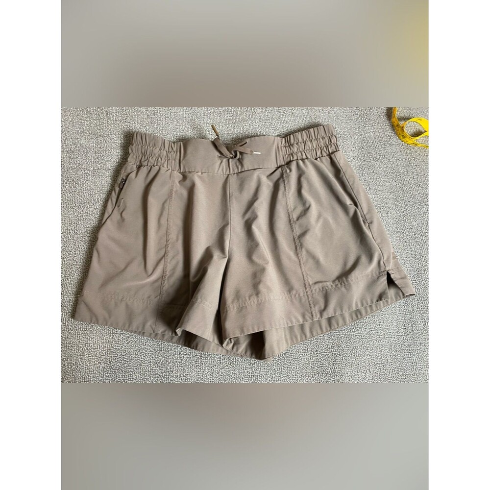 Women's Elastic-Waist Taupe Casual Active Shorts- Gym Athletic Athleisure Yoga